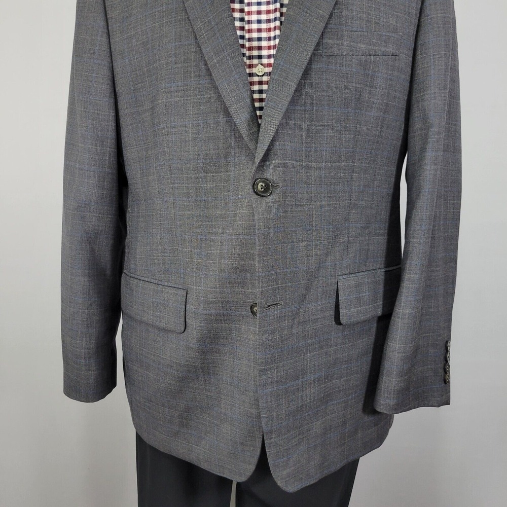 Greg Norman Tasso Elba Men's Sport Coat Blazer Two Button Gray Plaid Wool 44R - Picture 8 of 14